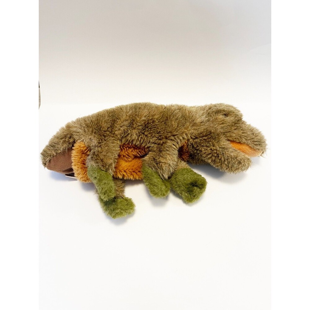 Vintage 1984 GUND Dinosaur Hand Puppet Plush Brown Green 15" Stuffed Animal
